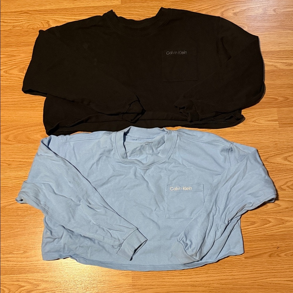 Calvin Klein Black and Light Blue Tops